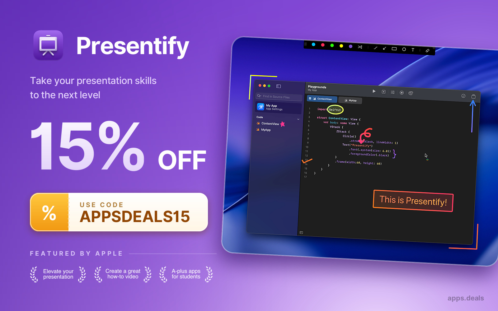Presentify discount promotional banner